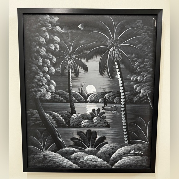 Monochrome Tropical Landscape Oil Painting